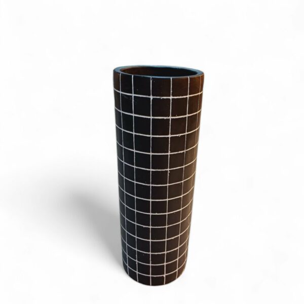 Vaso Preto com Branco Quadradinhos em Cerâmica