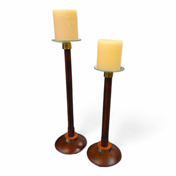 Conjunto com 2 Castiçal em Aço Carbono - Coleção Rústico Chique