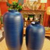 Vaso  Azul em Cerâmica Frizada Tamanho G - Imagem 5
