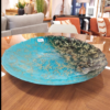 Centro de Mesa Redondo em Vidro Azul - Importado da Turquia - 60 cm de Diâmetro