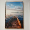 Quadro Canvas Barco com Moldura em Madeira de Eucalipto - 93x63 cm