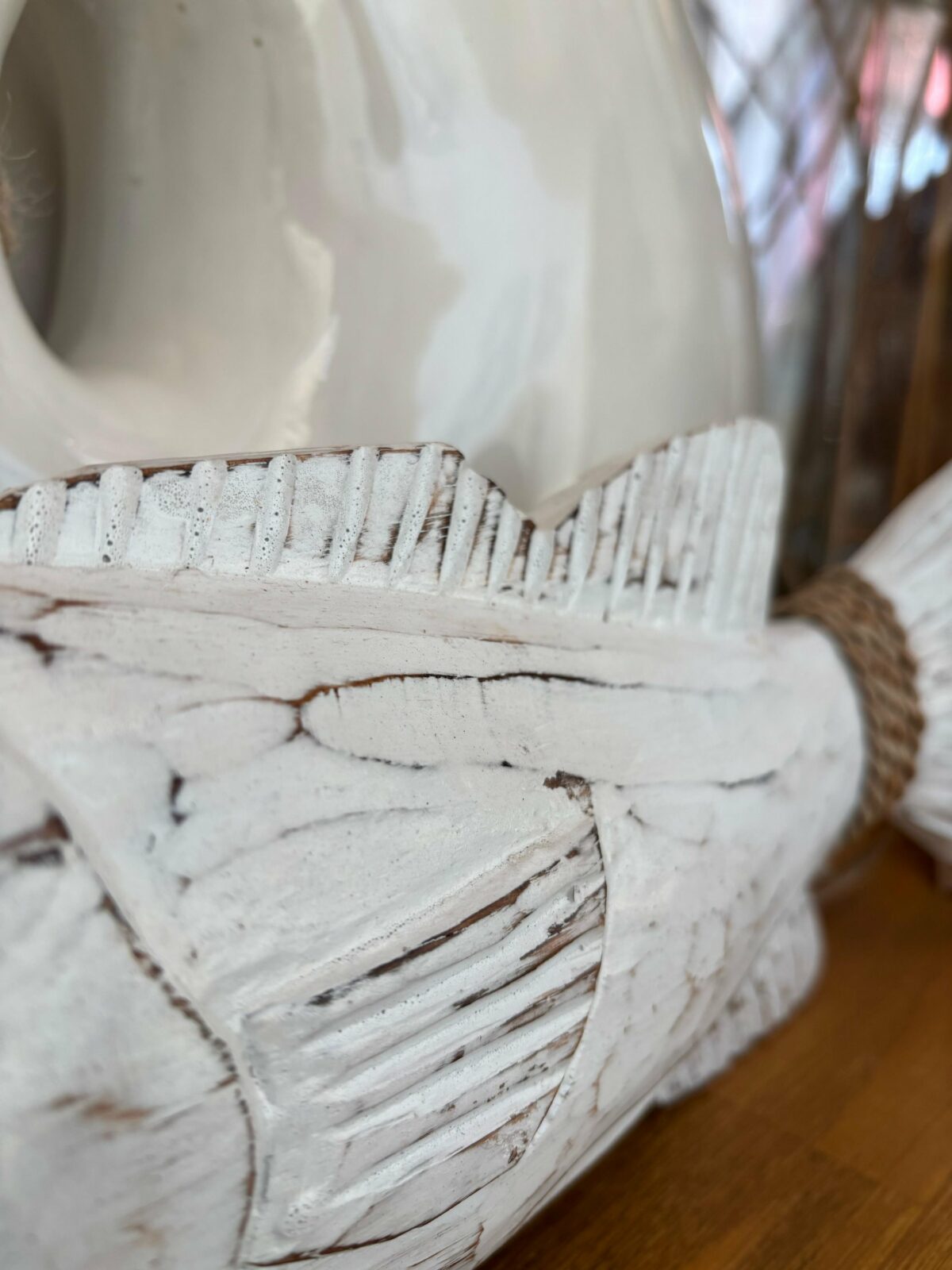 Escultura Peixe Branco em Madeira| Importado de Bali - Image 6