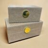 Conjunto com 2 Caixas Decorativas em Couro Sintético com Detalhe Dourado