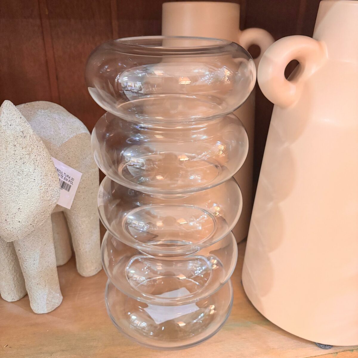 Vaso de Vidro Design Orgânico Transparente
