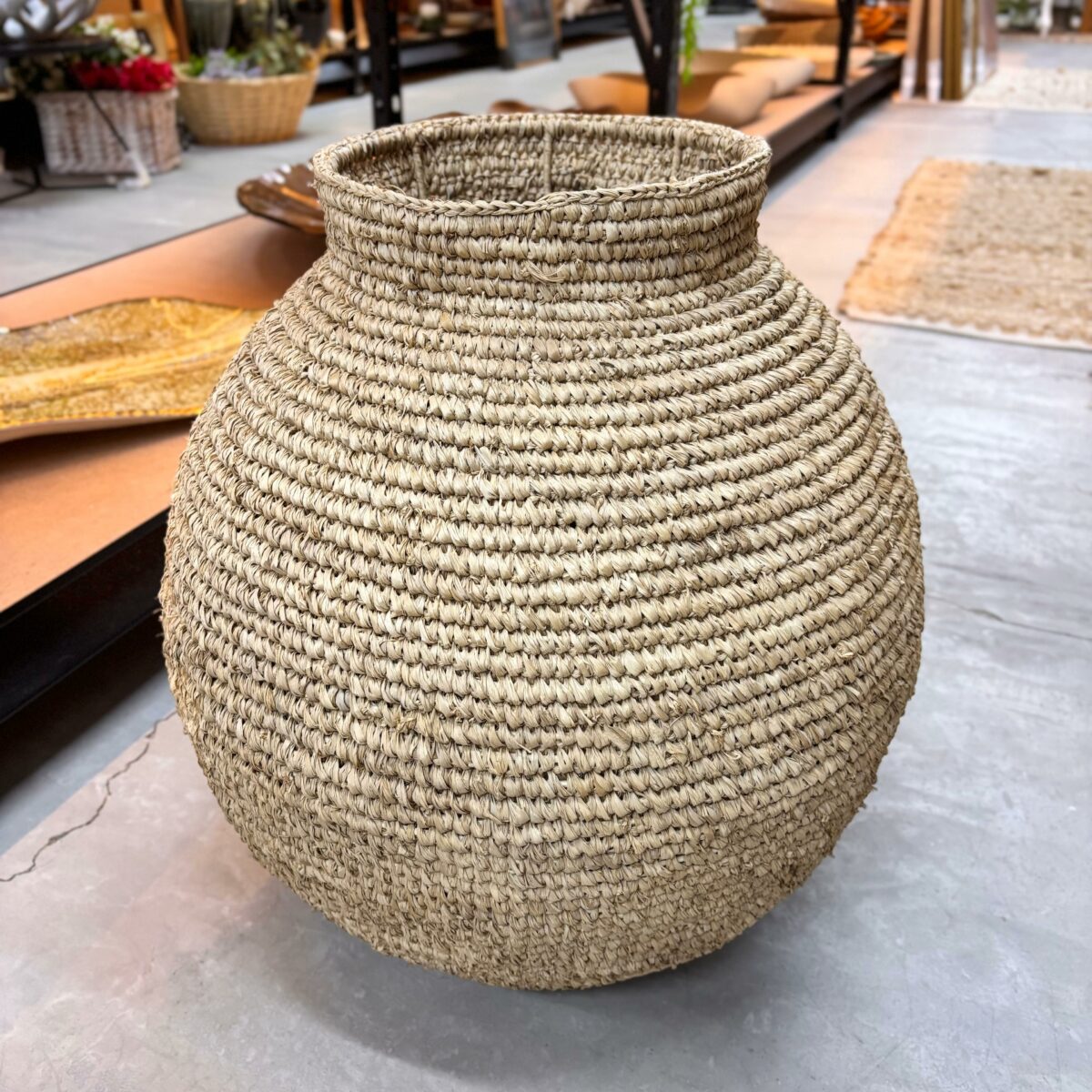 Cesta Redonda em Fibra Natural Artesanal - Imagem 4