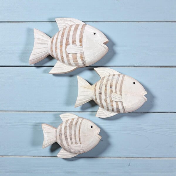 Escultura de Parede Trio Peixe Branco