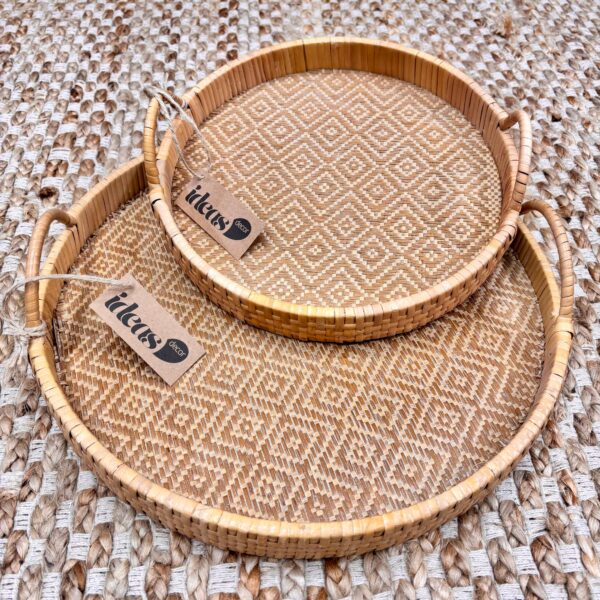 Bandeja em Rattan Redonda Tamanho G – Importada de Bali