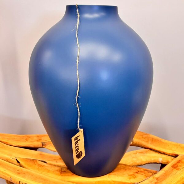 Vaso Liso em Cerâmica Azul - Tamanho P