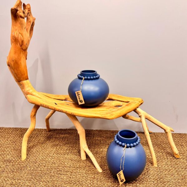 Vaso em Cerâmica com Colar Azul - Tamanho G