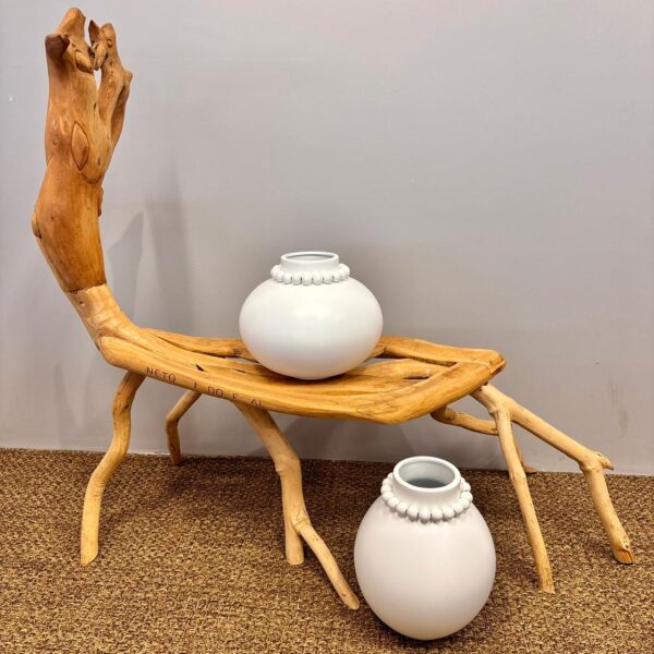 Vaso em Cerâmica com Colar Off-White - Tamanho G