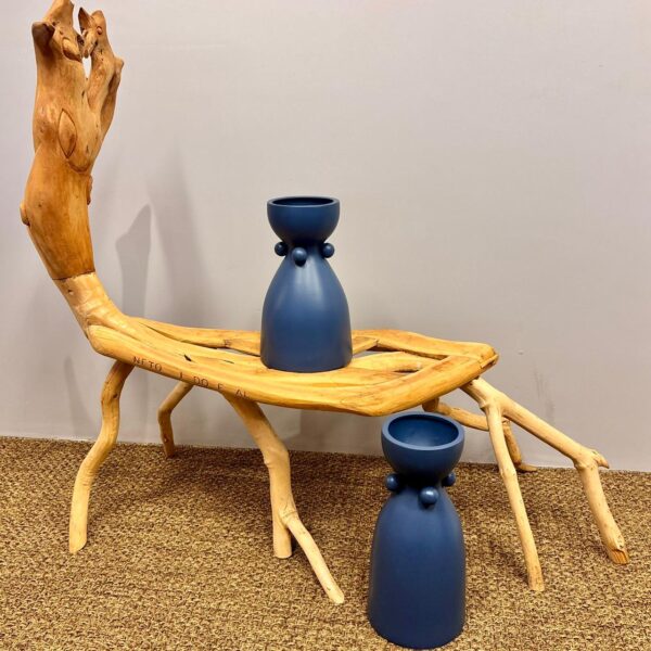 Vaso em Cerâmica Cone Azul - Tamanho P