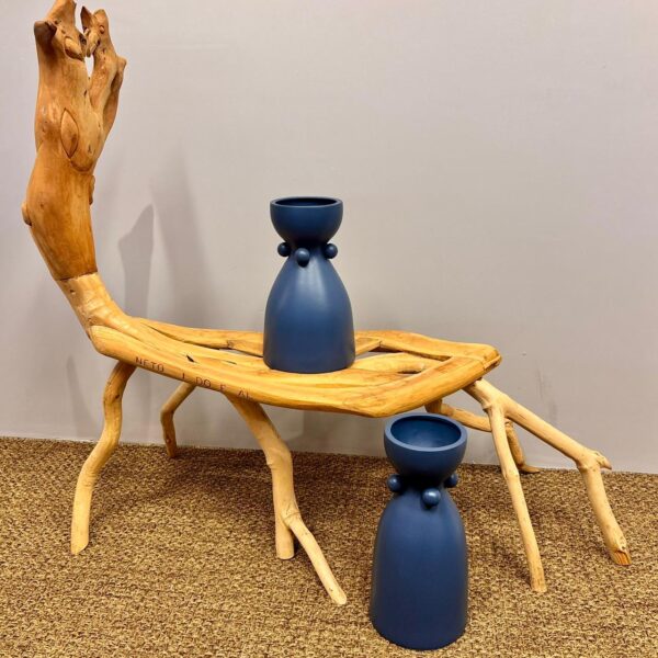 Vaso em Cerâmica Cone Azul - Tamanho G