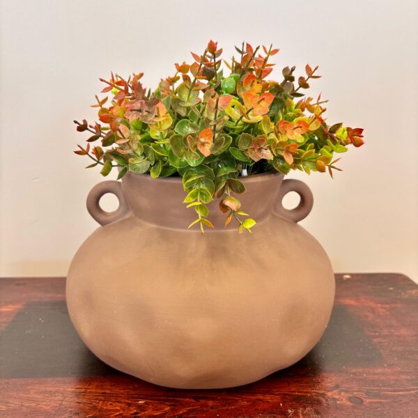 Vaso em Cerâmica Baixo Marrom